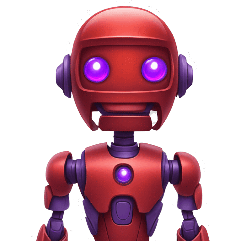 Red robot with purple eyes face cute  emoji