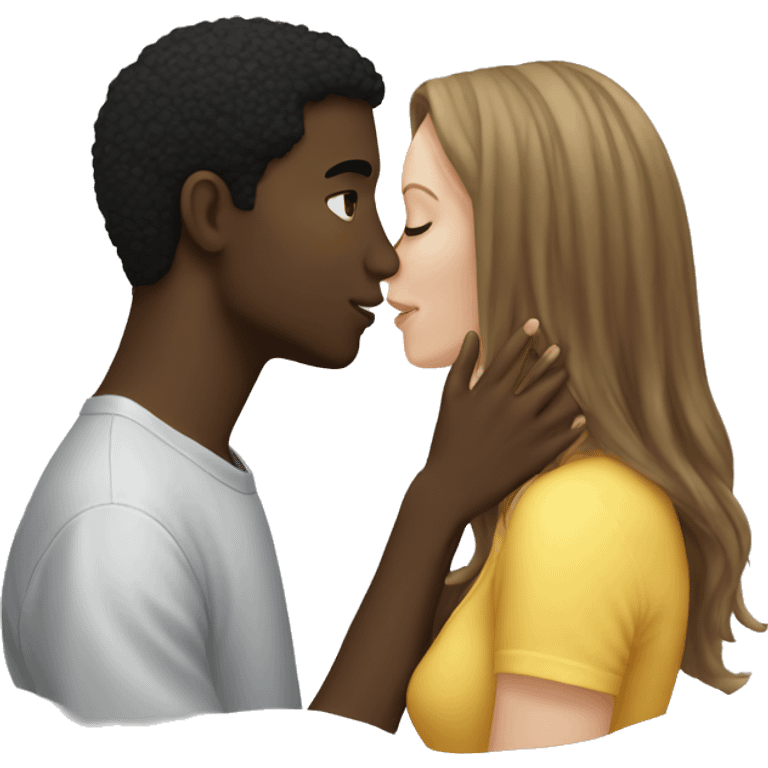 black guy kissing white girl emoji