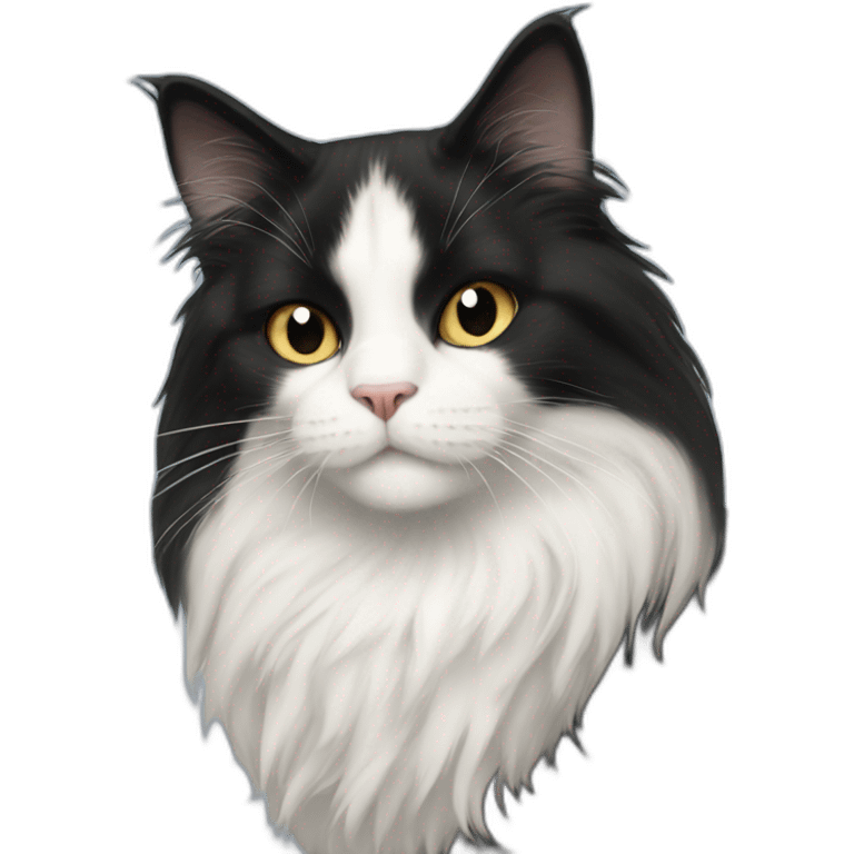 dumb looking tuxedo cat long haired emoji