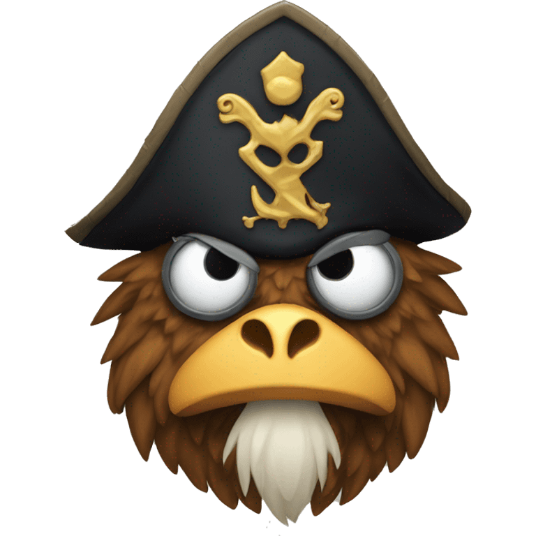 An evil pirate griffin with eye patch and sinister  grin emoji