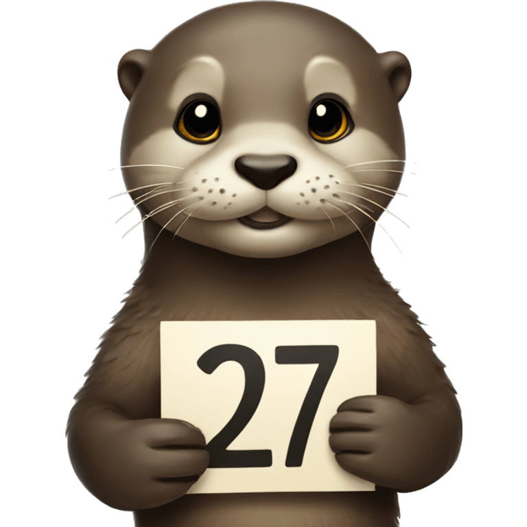 otter holding a sign that says 27 emoji