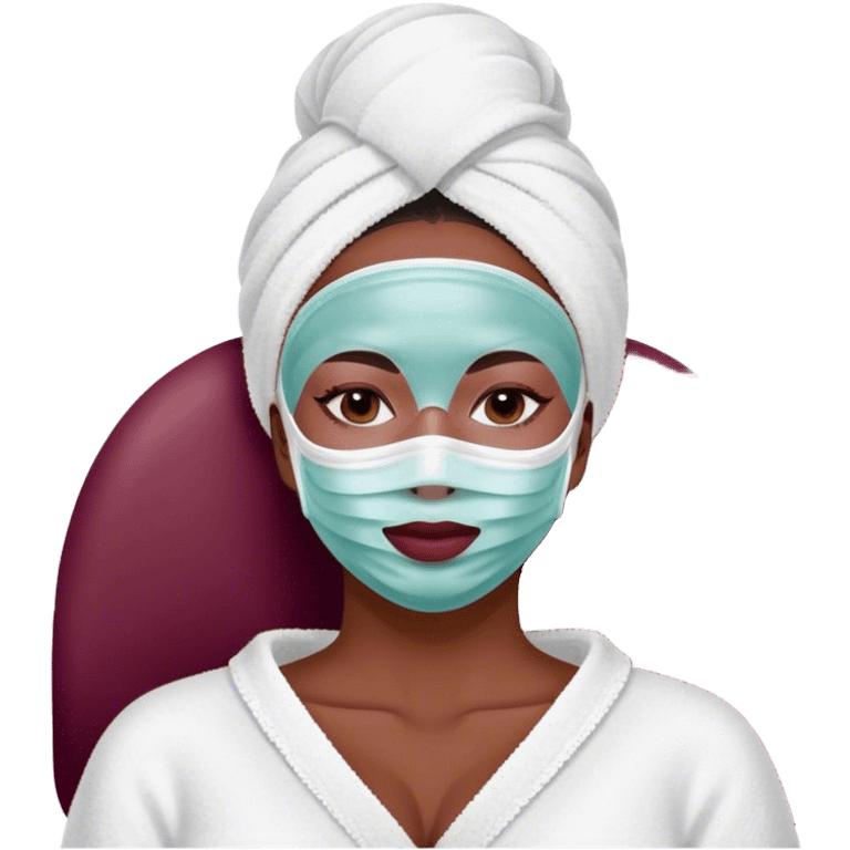 Lady with face mask spa beauty full face relaxing Burgundy emoji