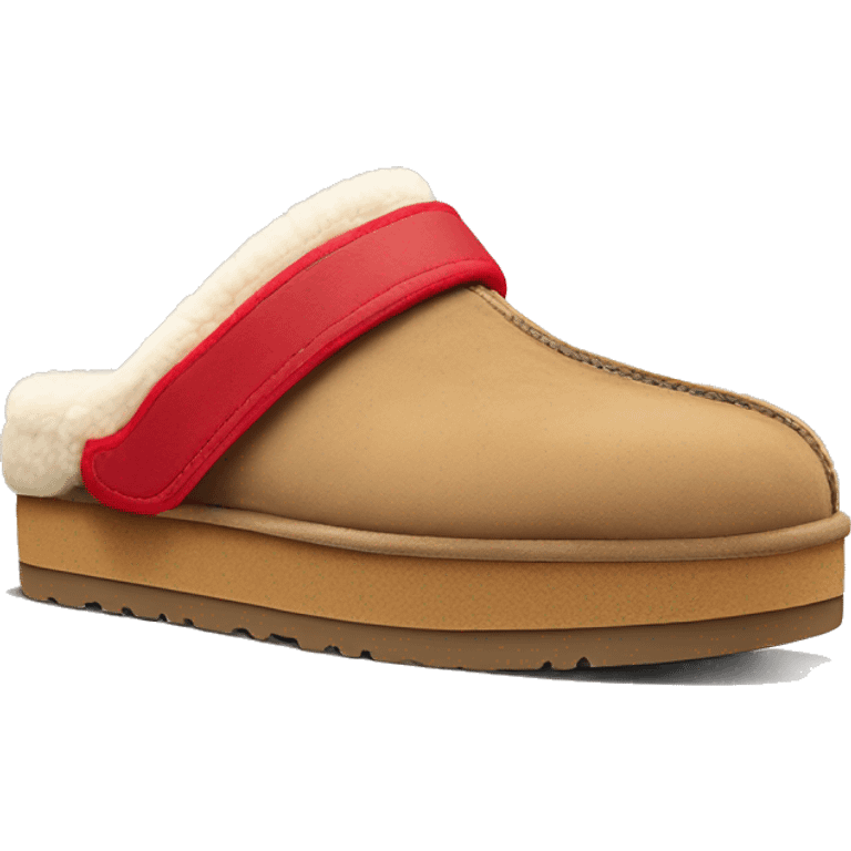 Ugg platform  camel color slippers with red line on the cuff emoji