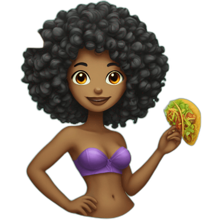 black large curly mermaid with taco emoji