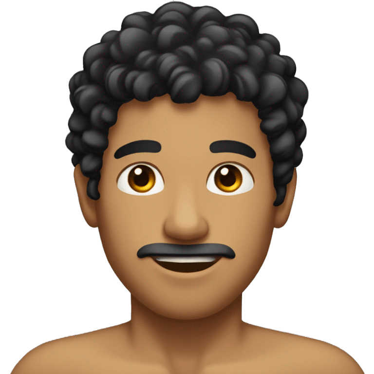 Tanned male with black curly hair and small black eyes  emoji