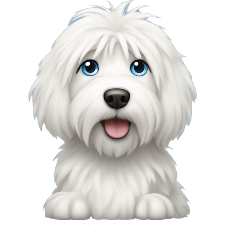 white shaggy dog with blue eyes emoji