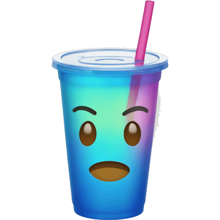 Clear cup with colorful drink with lid and straw emoji