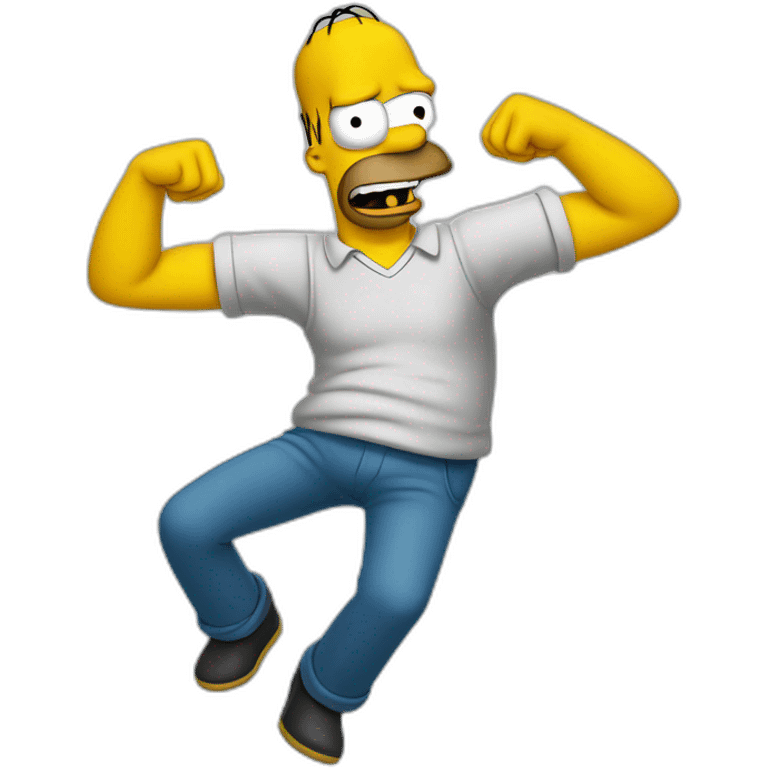 Homer doing his signature move on a limp bart emoji