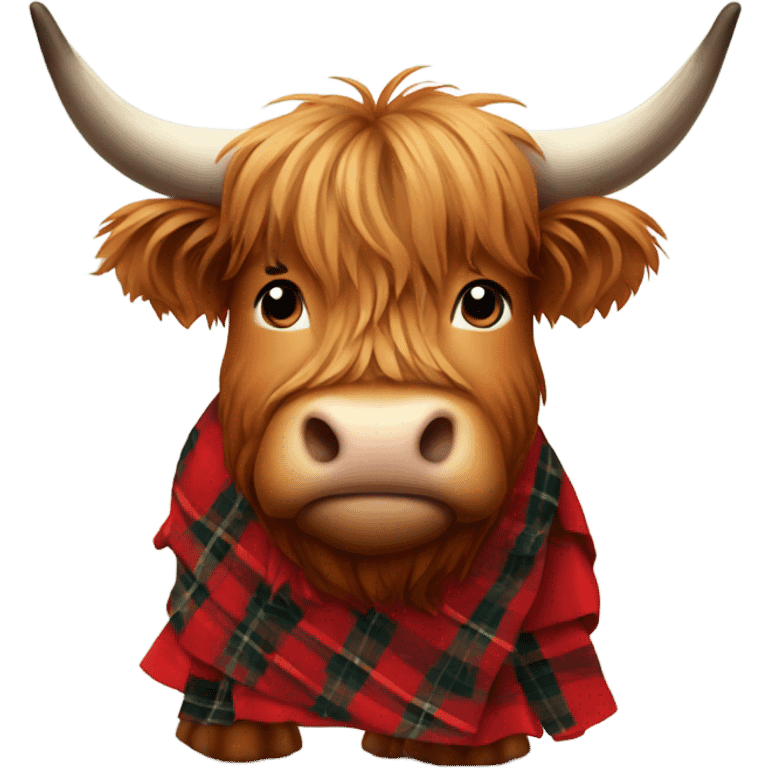 Highland cow in a red plaid kilt emoji