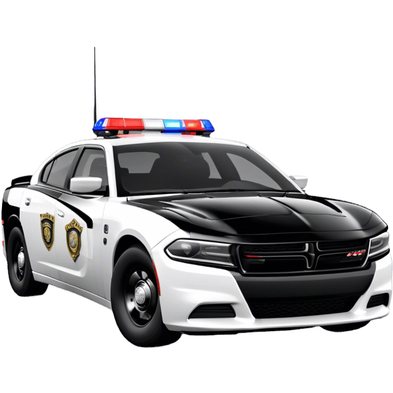 Police Car - Dodge Charger Pursuit (Model Year: 2022) (Iconic colour: Black and white) emoji