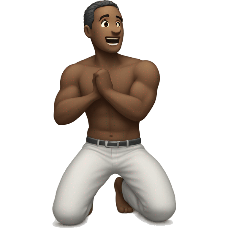 man kneeling with fist in the air emoji