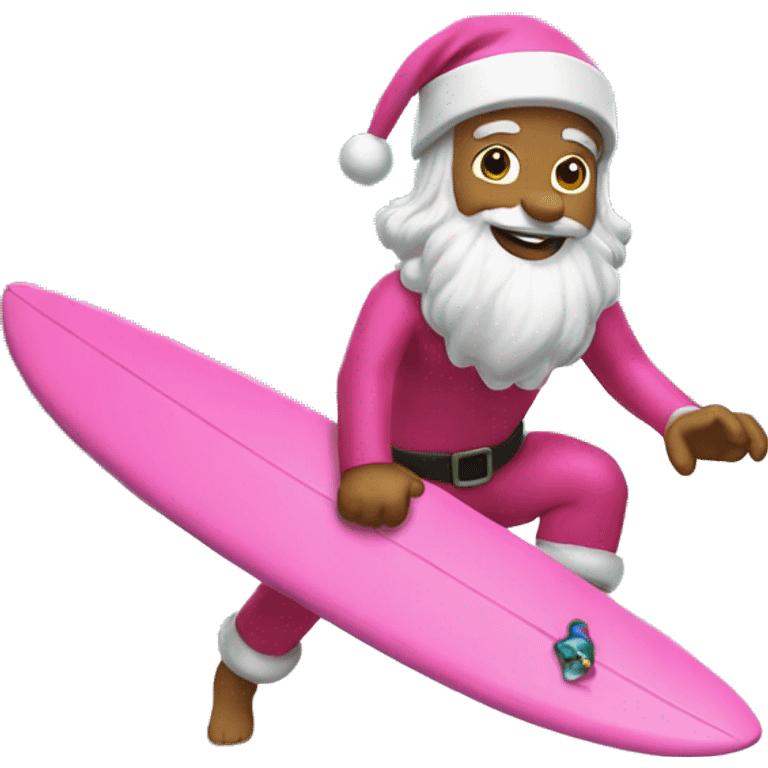 surfing pink santa claus emoji