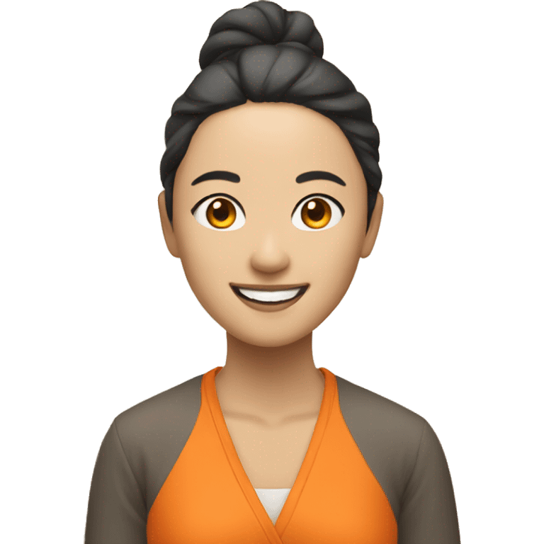 smiling-asian-woman wearing orange  emoji