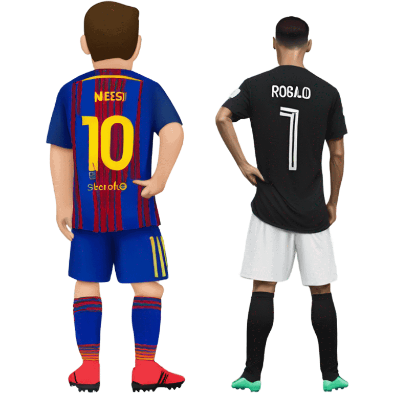 Messi standing on Ronaldo emoji