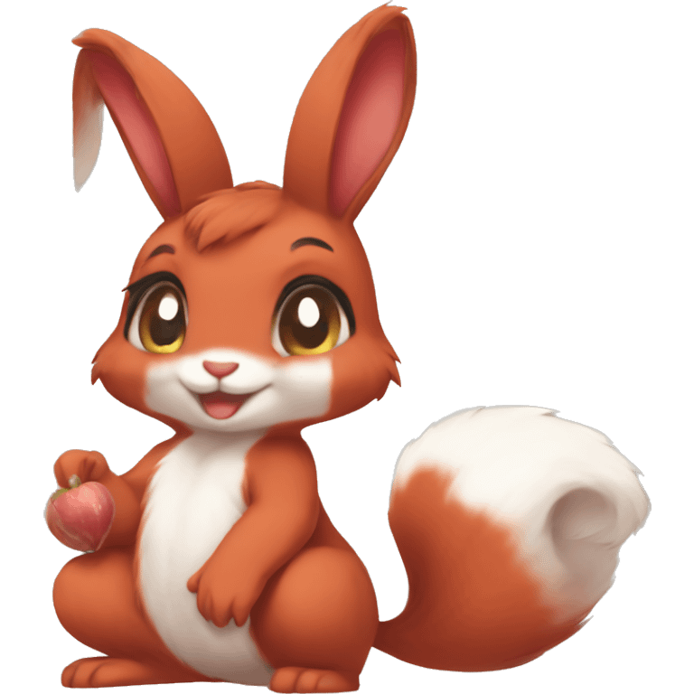 Anthro Sona Fakemon Full Body Red Rabbit Squirrel Chibi Cute  emoji