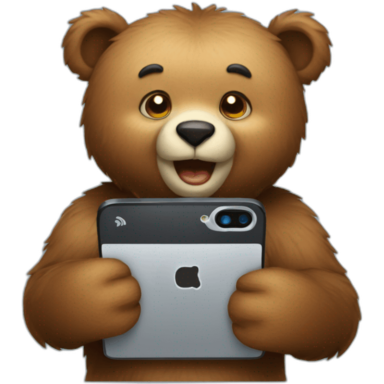 A bear with smartphone  emoji