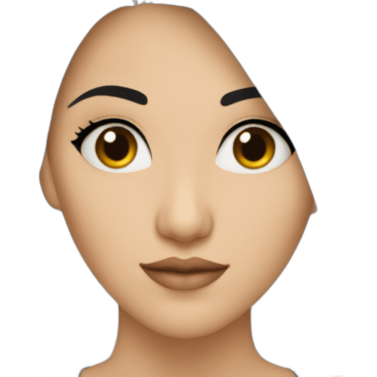 kazakh woman with black hair and eye liner emoji