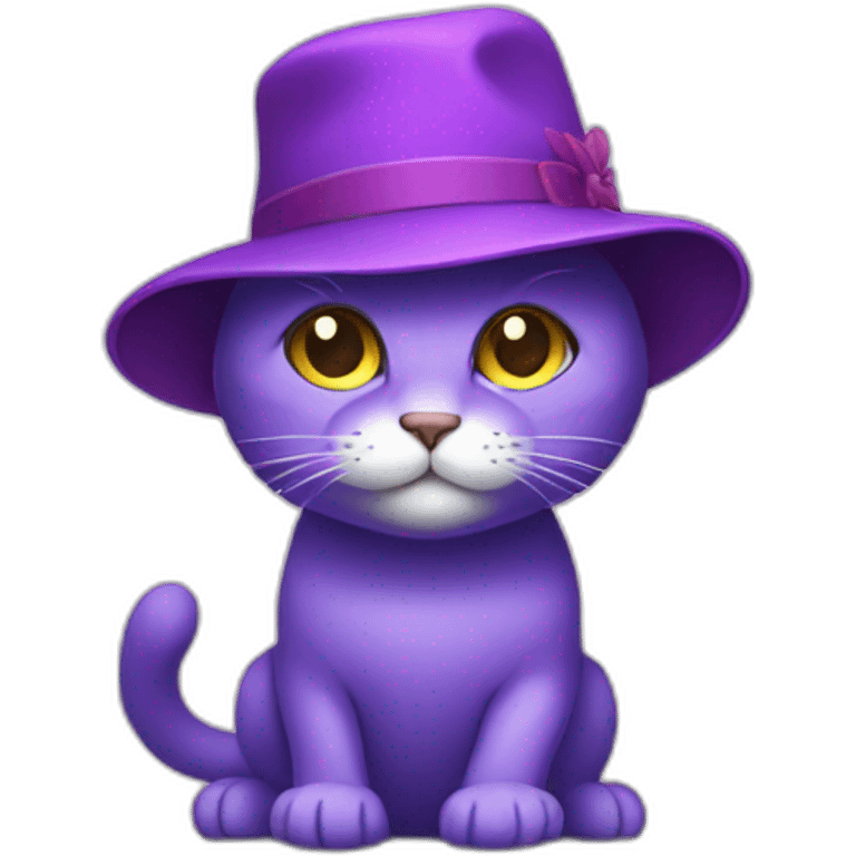 Purple cat wearing a hat emoji