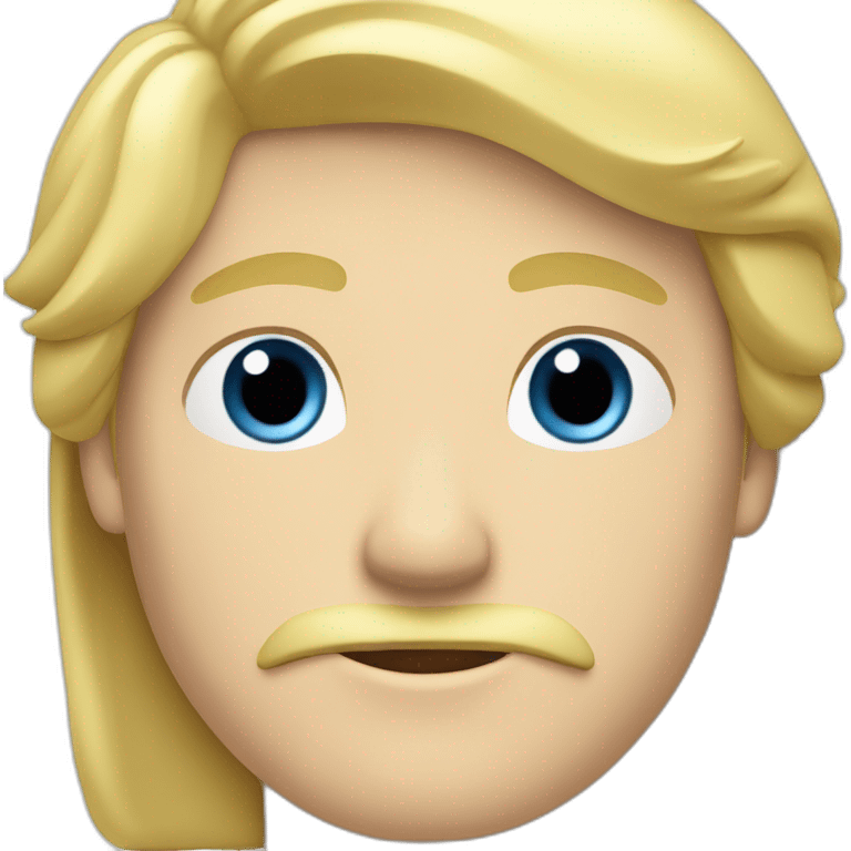 blonde white male with blue eyes and a moustache that has medium length curtain hair emoji