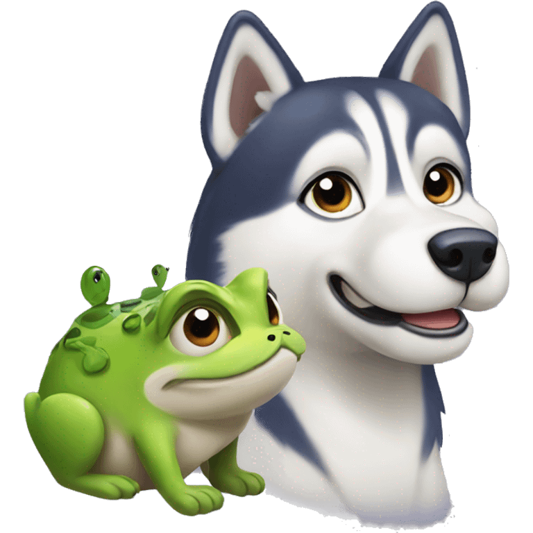 Husky with frog emoji