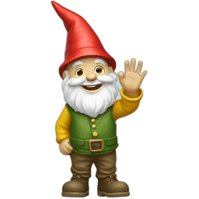 garden gnome waving hi emoji