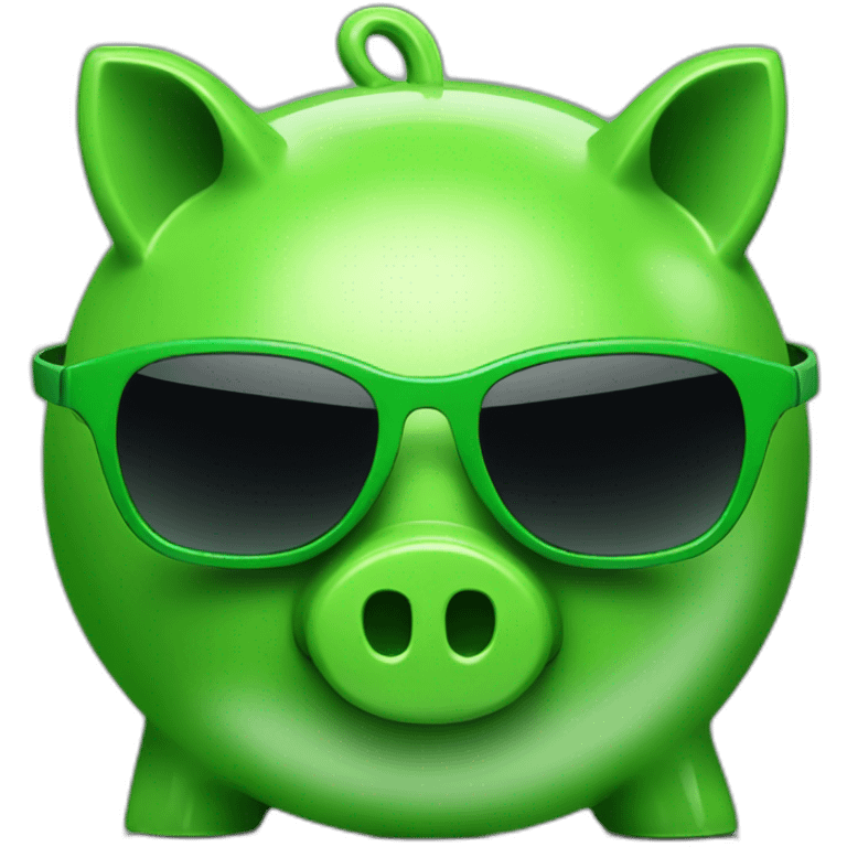 green piggybank with sunglasses emoji