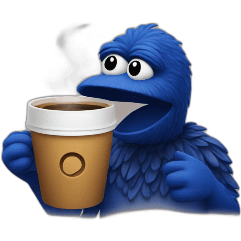 Grover with coffee emoji