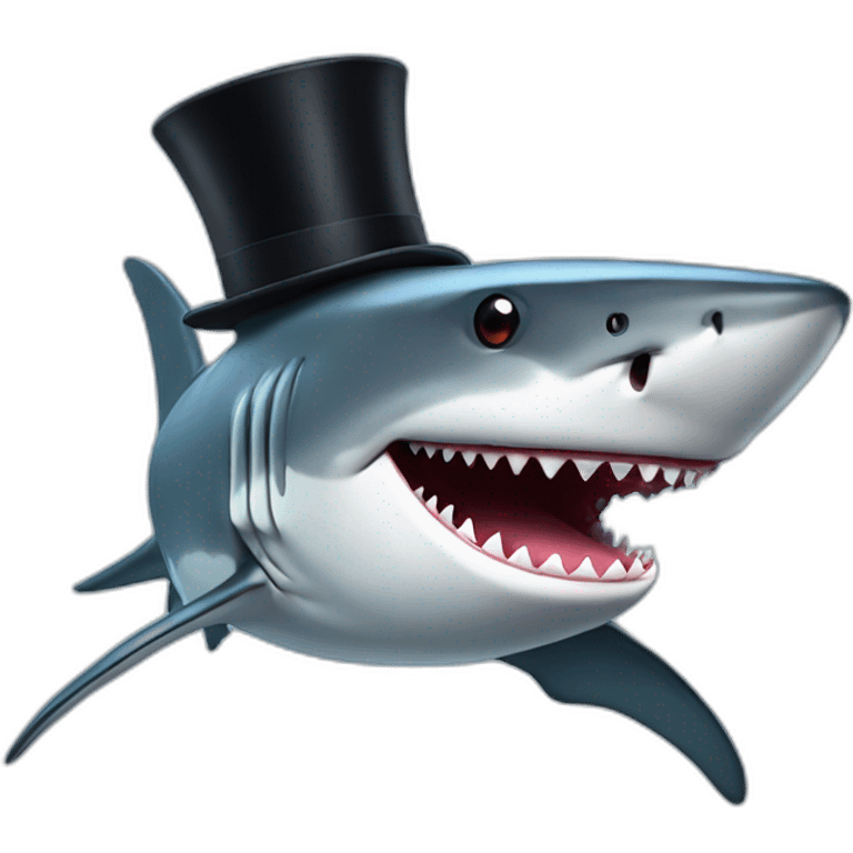 Shark with a top hat emoji