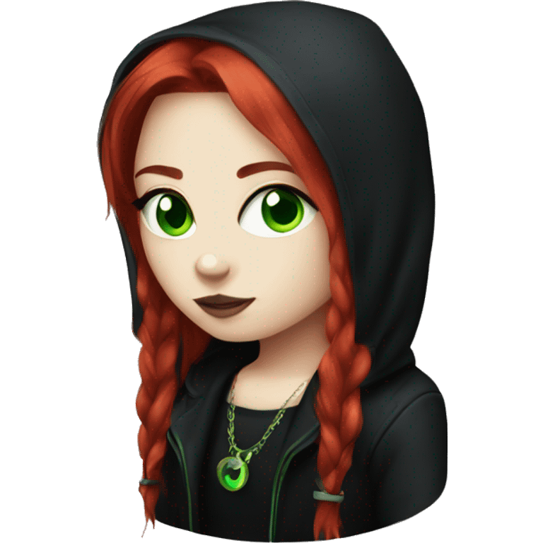 Goth girl with red hair and green eyes emoji