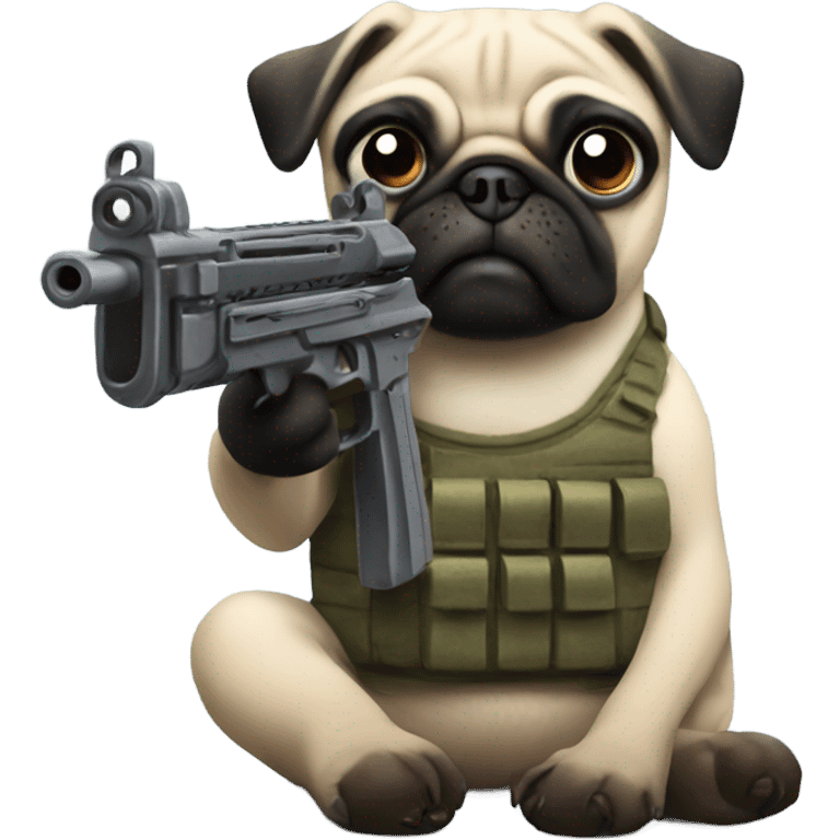 Pug with machine gun emoji