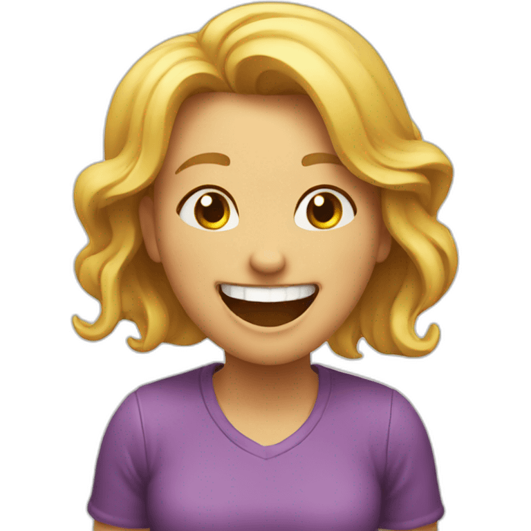 A girl laughing terribly emoji