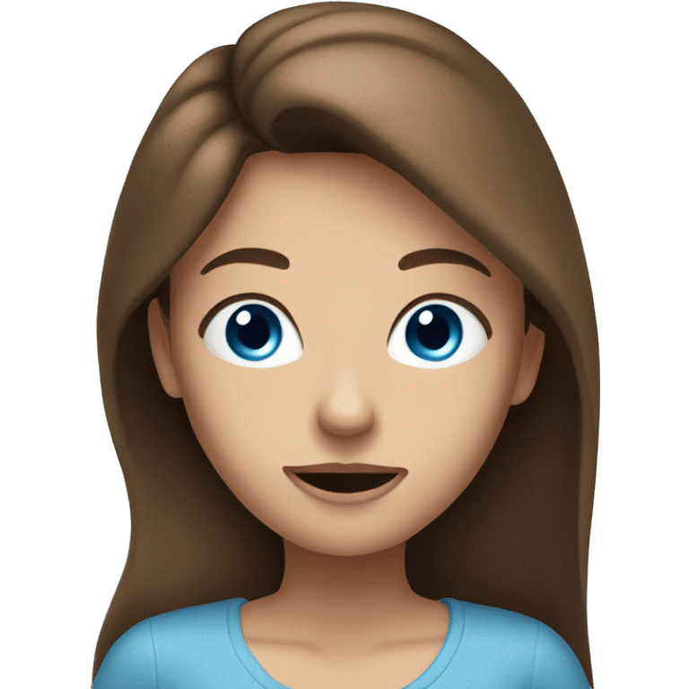 woman with long brown hair and blue eyes, the mouth little lower emoji