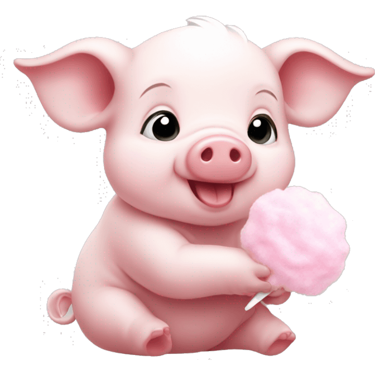 Baby piglet eating cotton candy emoji