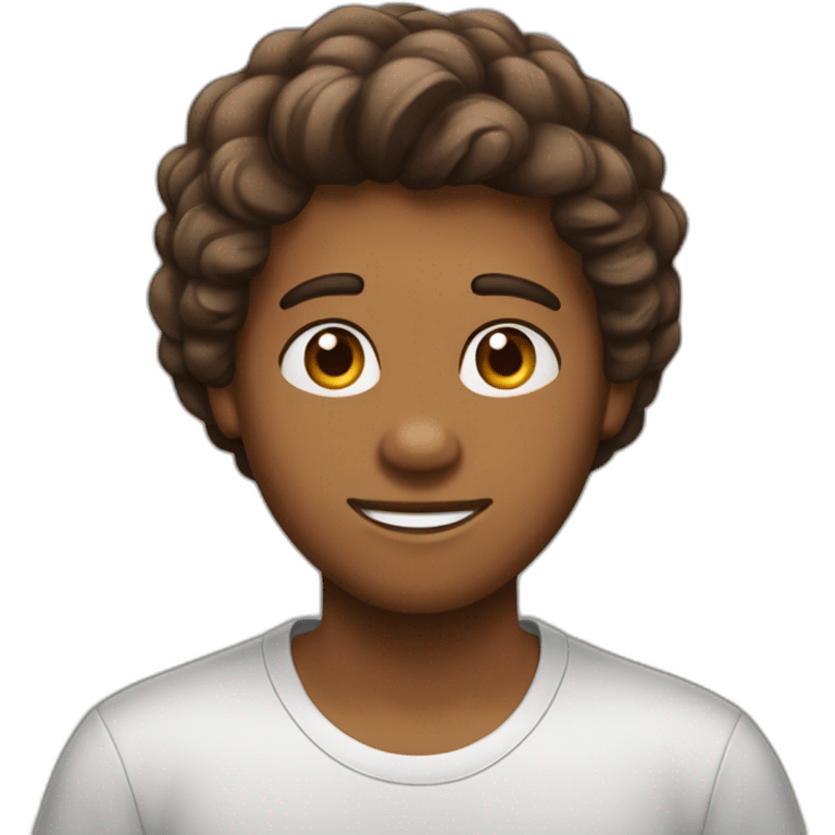 Menino de 15 anos marrom com cabelo cacheado emoji