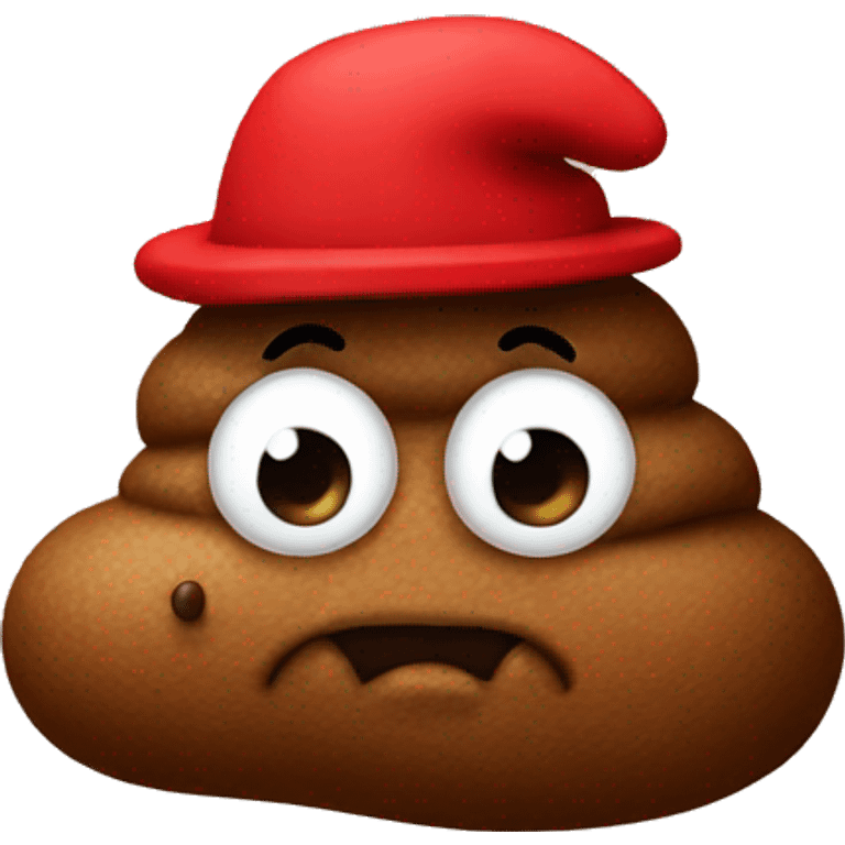 Poop emoji with red hat emoji