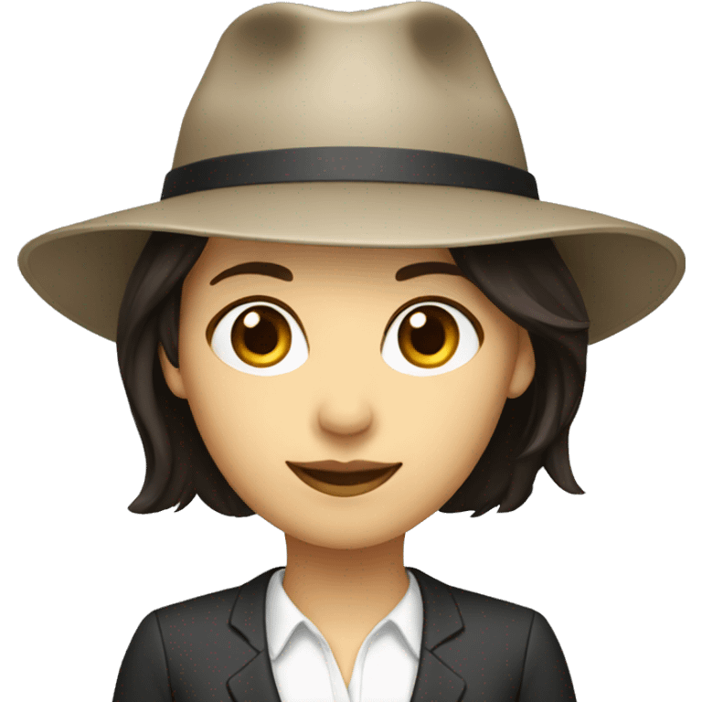 I’m a female manager with a hat, professional looking, dark haired emoji