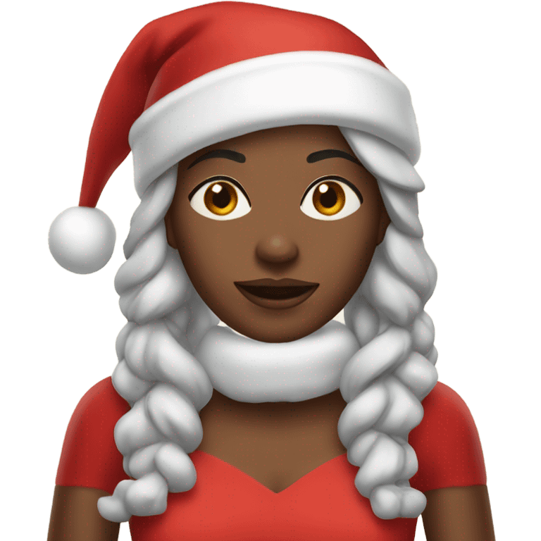 Black woman with a Santa hat and a red dress  emoji