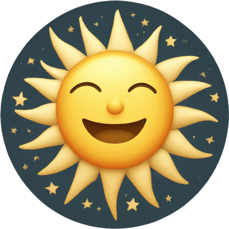 Vintage sun moon and stars icon emoji