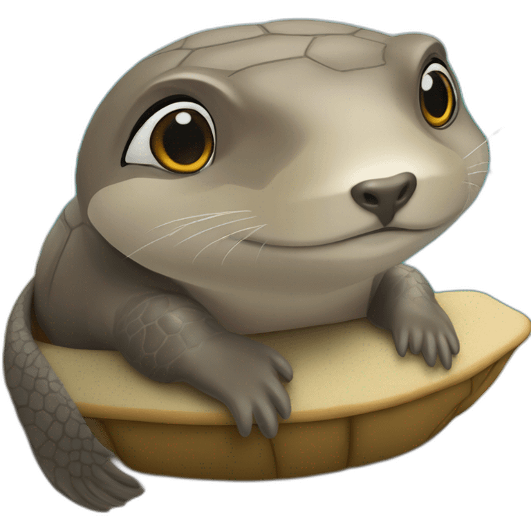 Loutre sur une tortue emoji