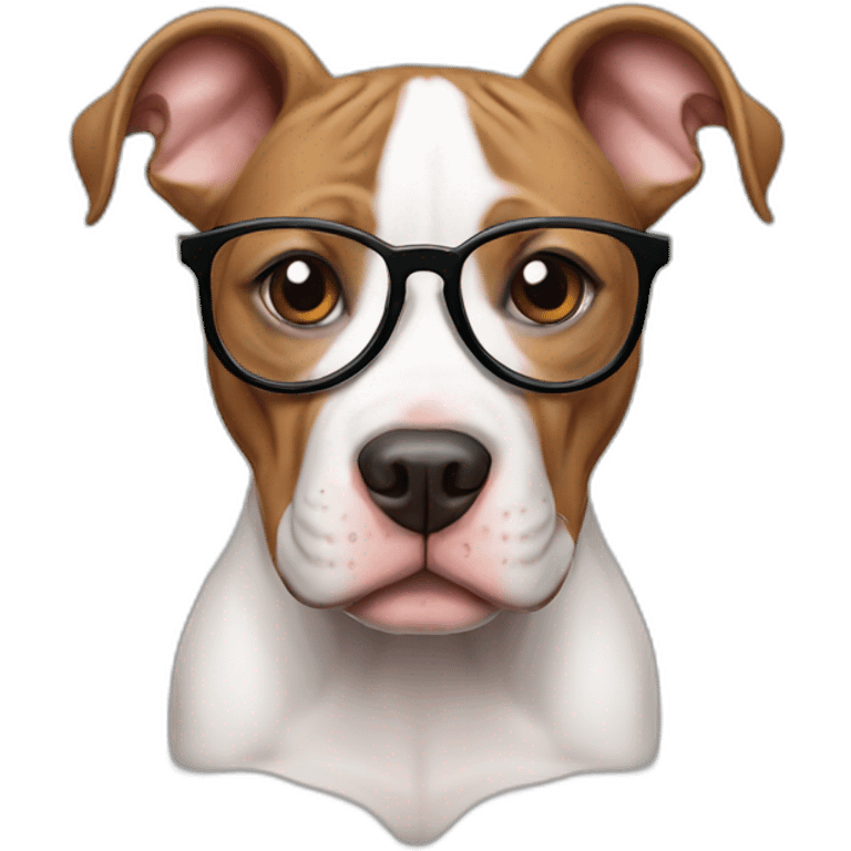 a pitbull baby dog with glasses emoji