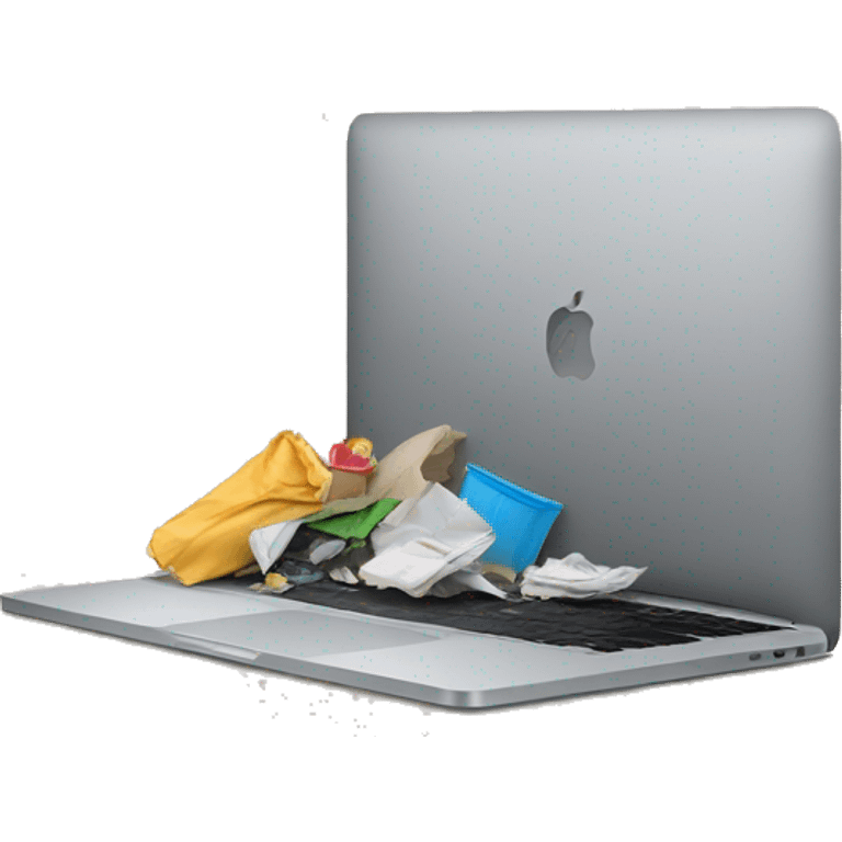 macbook with trash on desktop emoji