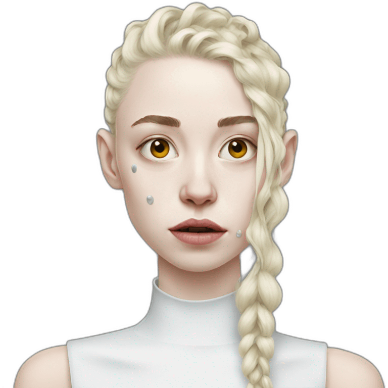 Grimes with glue on face Elon musk emoji