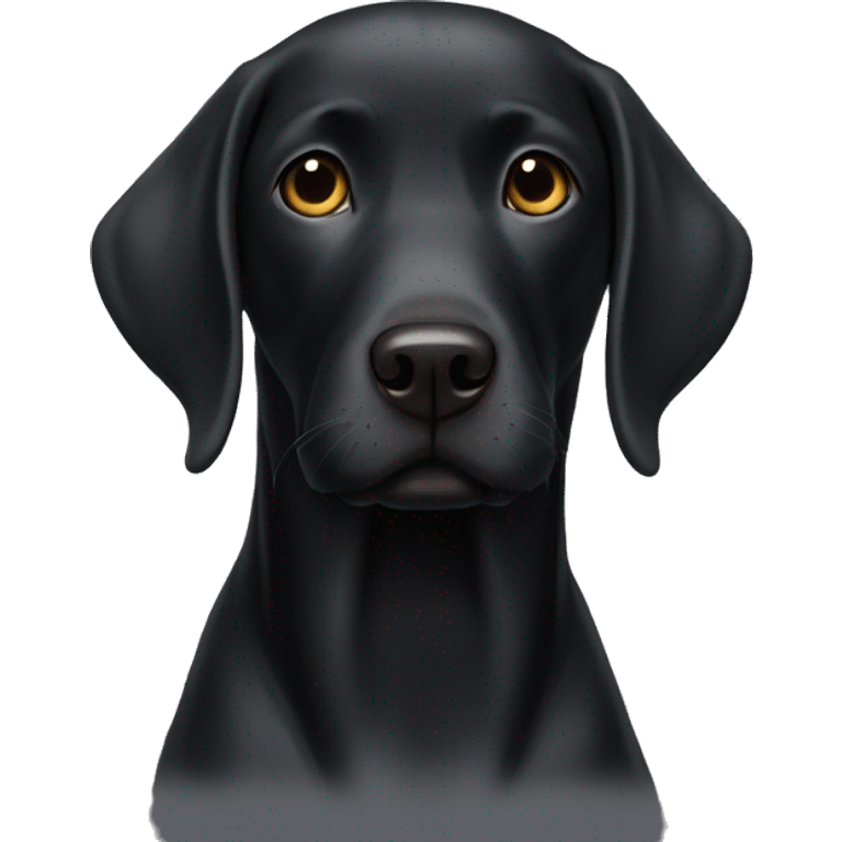 Black labrador wearing a Gosię emoji