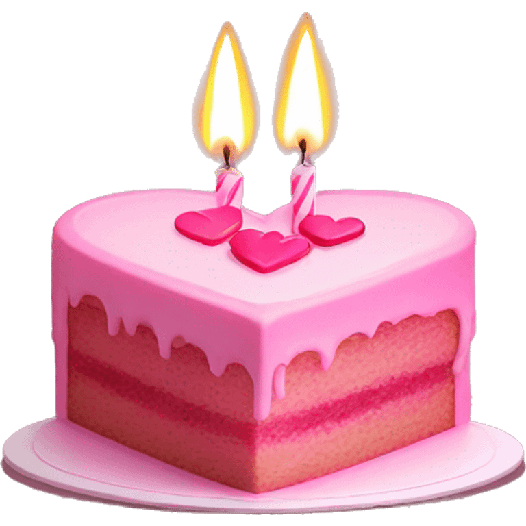 Pink heart shaped cake with candles emoji