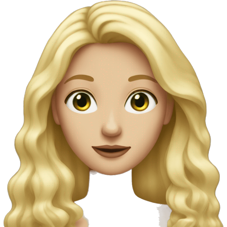 woman with long blonde hair and oval face greeneyes emoji