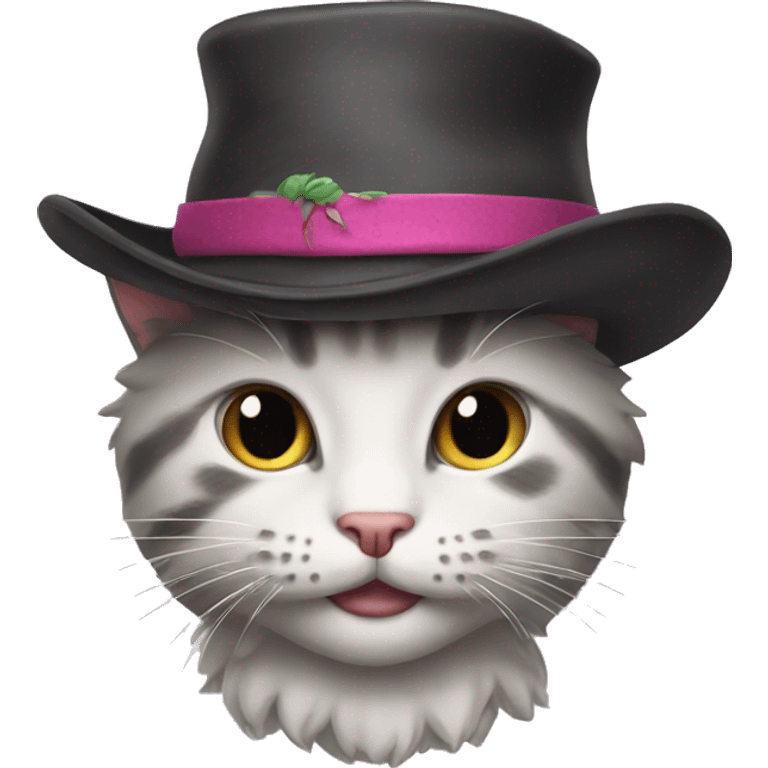 kitty with crazy hat emoji