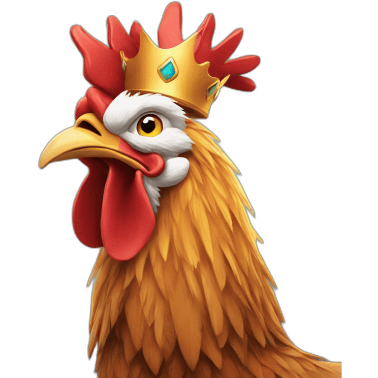 howling rooster with a crown on its head emoji