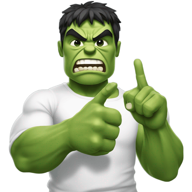 Hulk holding index finger and middle finger up (peace sign) emoji