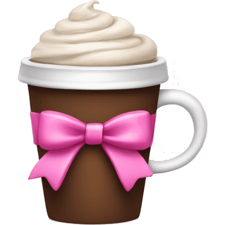 Coffee cup with pink bow emoji