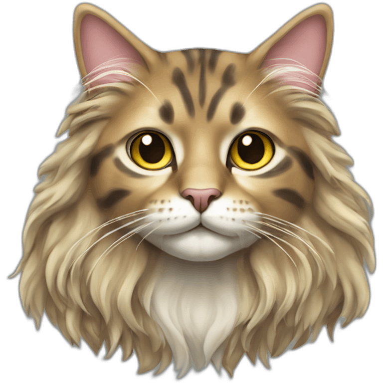 Mottled coloured cat long hair 3 legs full body emoji